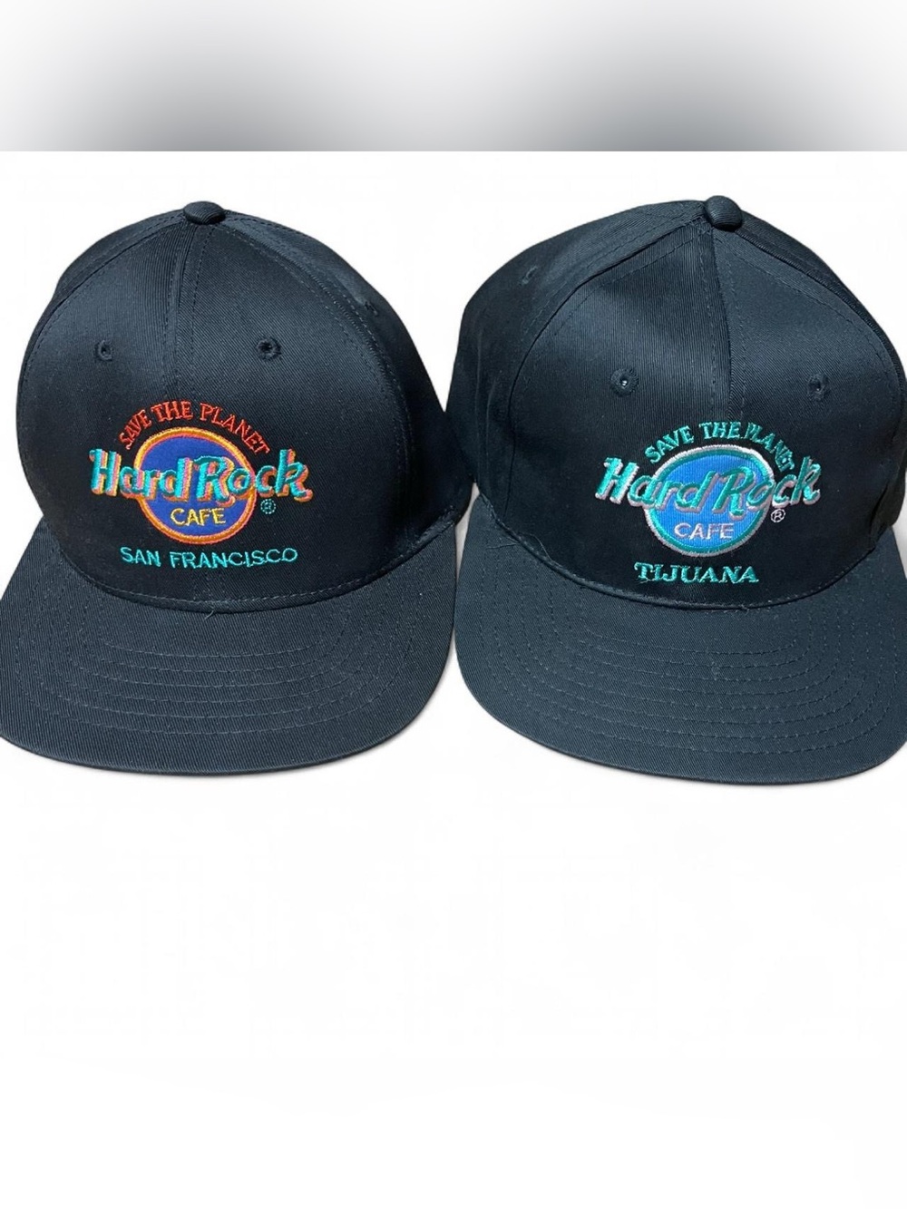 2 Hard Rock Cafe Black Hats with Embroidered Logo San Francisco and Tijuana